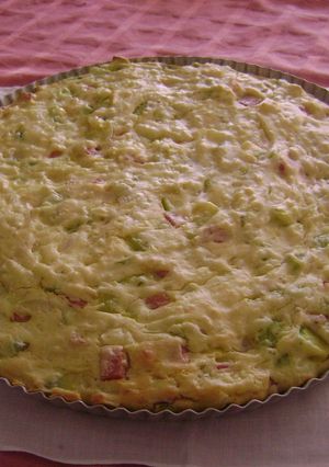 Una foto de Tarta rápida de zapallitos y jamón