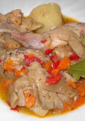 Una foto de Conejo estofado con verduras
