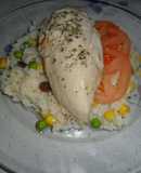 Pechugas de pollo con arroz blanco delicia