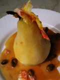 Peras con salsa de tofes