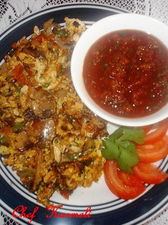 Una foto de Revoltijo de huevos con hongos a la mexicana (orgánicos)