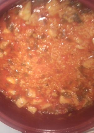 Una foto de Cazuela de arroz caldoso con corvina