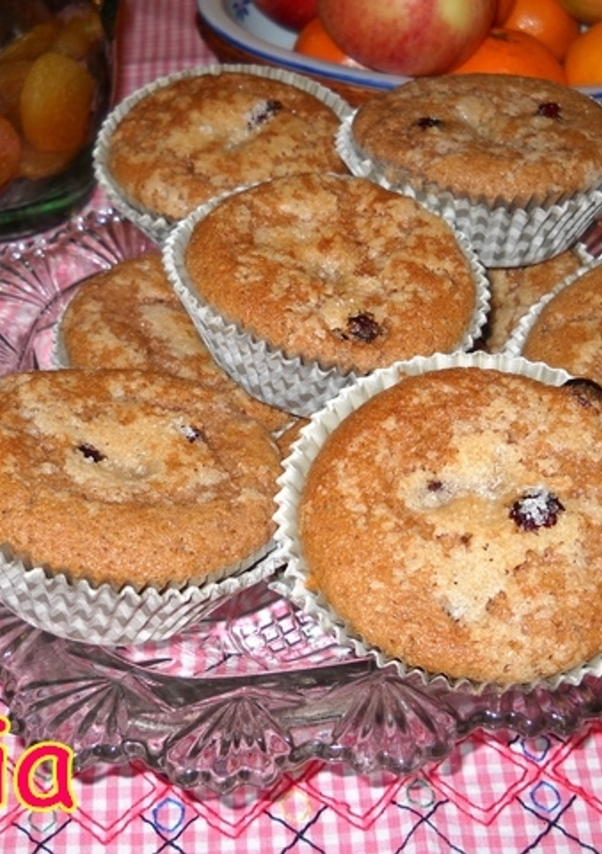 Una foto de Magdalenas integrales de chocolate con arándanos