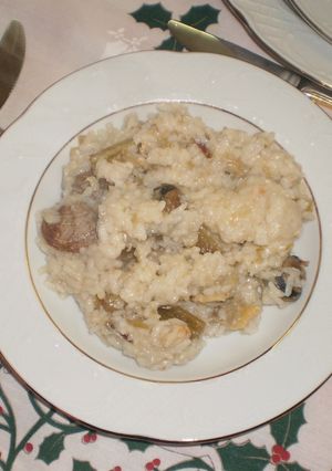 Una foto de Arroz caldoso con cardos y almejas