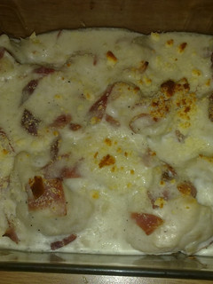 Una foto de Coliflor con gambas y jamon
