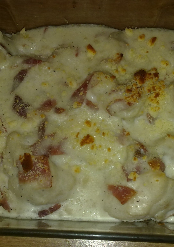 Una foto de Coliflor con gambas y jamon