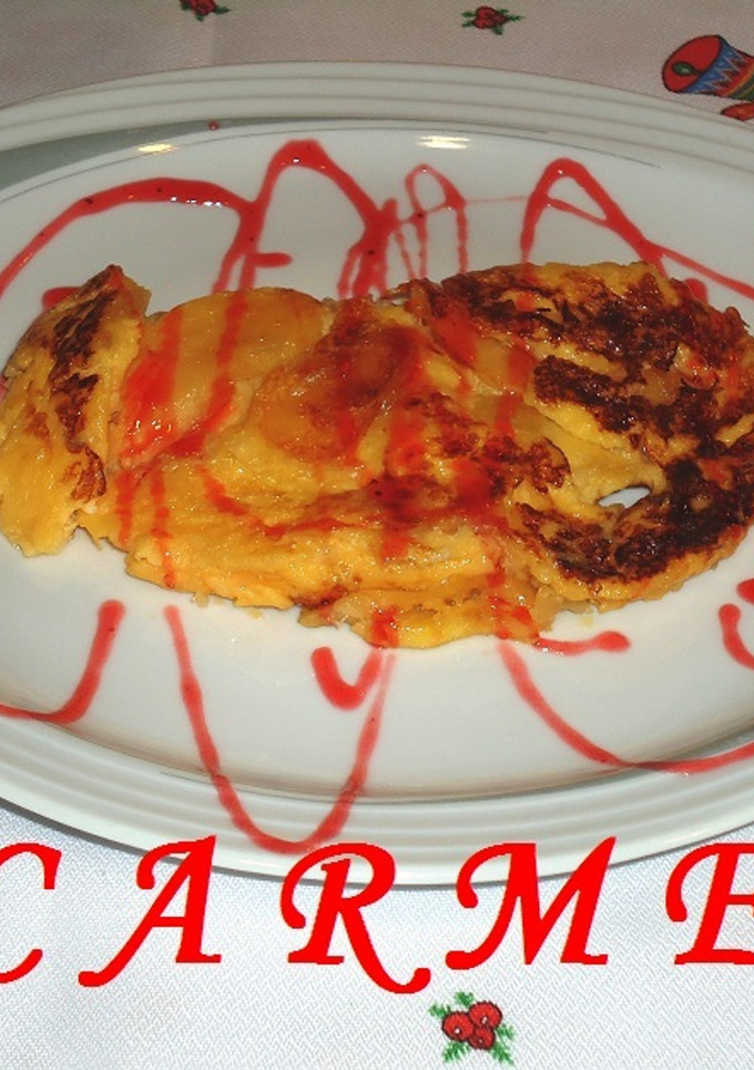 Una foto de Tortilla de cabello de ángel y manzana