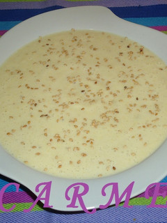 Una foto de Crema de berenjena y calabacín
