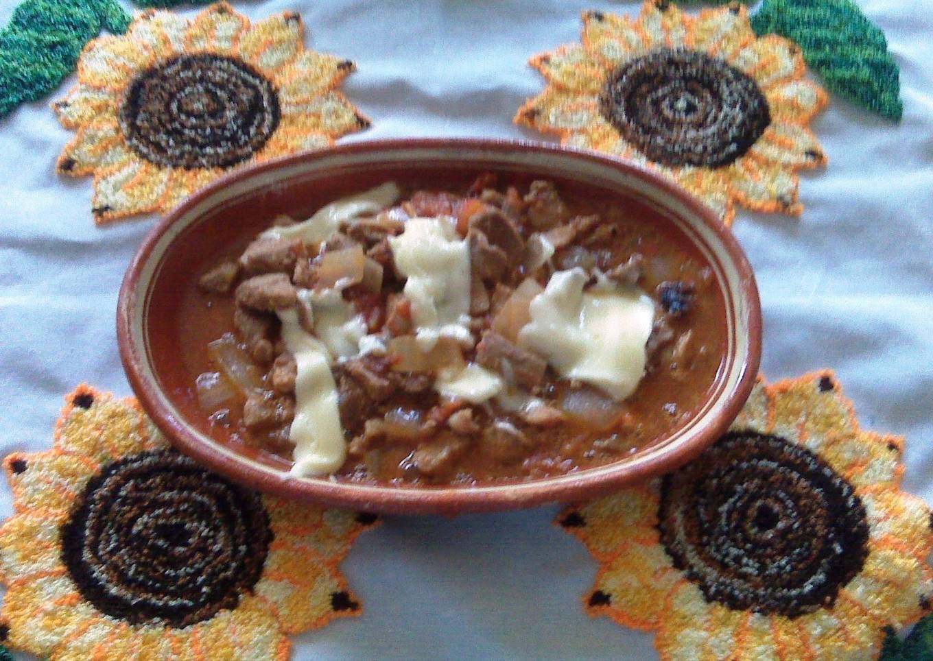 Tinga poblana con queso<br />