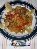 Arroz integral orgánico con mariscos al txacolí