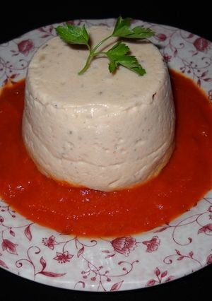 Una foto de Pudin de salmón