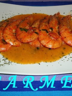 Una foto de Gambas en salsa a la sidra