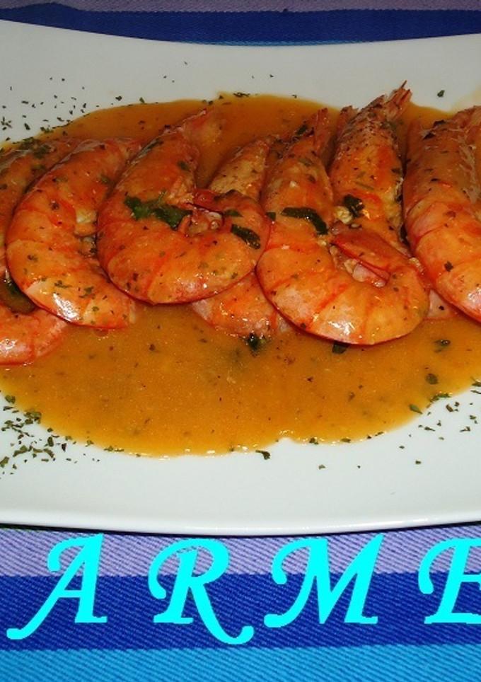 Una foto de Gambas en salsa a la sidra