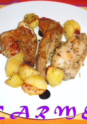 Una foto de Conejo asado al romero