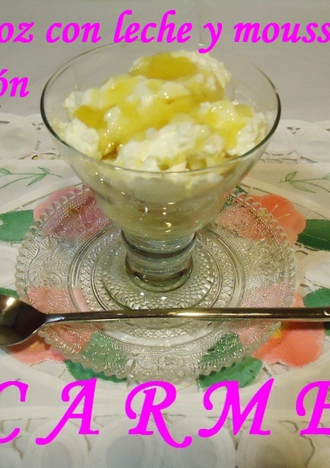 Una foto de Arroz con leche y mousse de limón