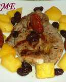 Chuletas de cordero con frutas caramelizadas