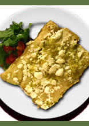 A picture of Enchiladas Verdes with Green Chiles.