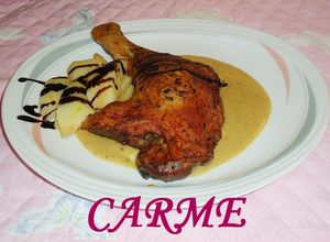 Una foto de Muslos de pato con salsa de peras