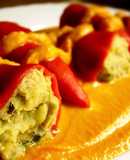 Pimientos rellenos de rape y langostinos