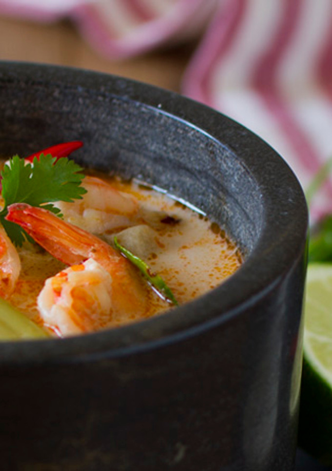 Una foto de Tom Yam Kung con leche de coco