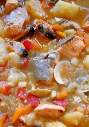 Una foto de Marmitako de salmón
