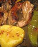 Asado de costillas y pimientos