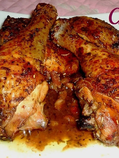 Una foto de Pollo asado al vino tinto