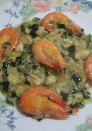 Foto principal de Frito de calabacin con bacalao y gambas.