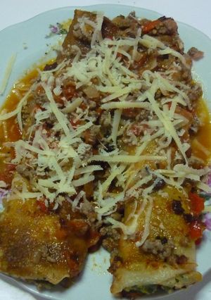 Una foto de Canelones de verdura y calabaza