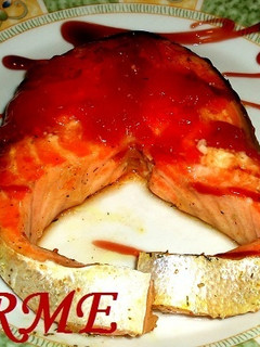 Una foto de Salmón en papillote con mermelada