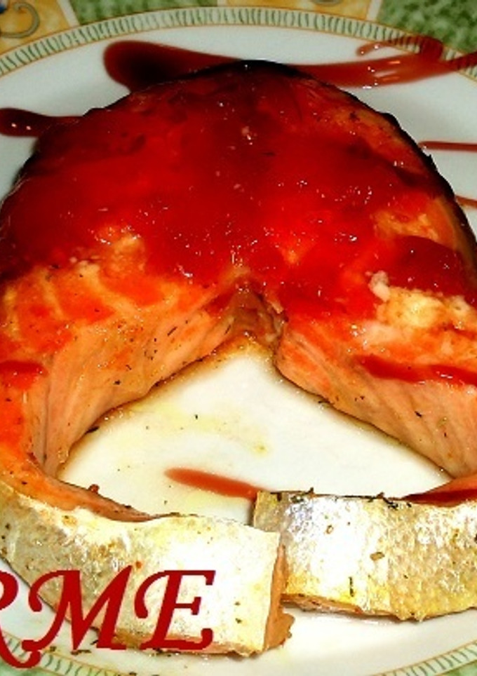 Una foto de Salmón en papillote con mermelada