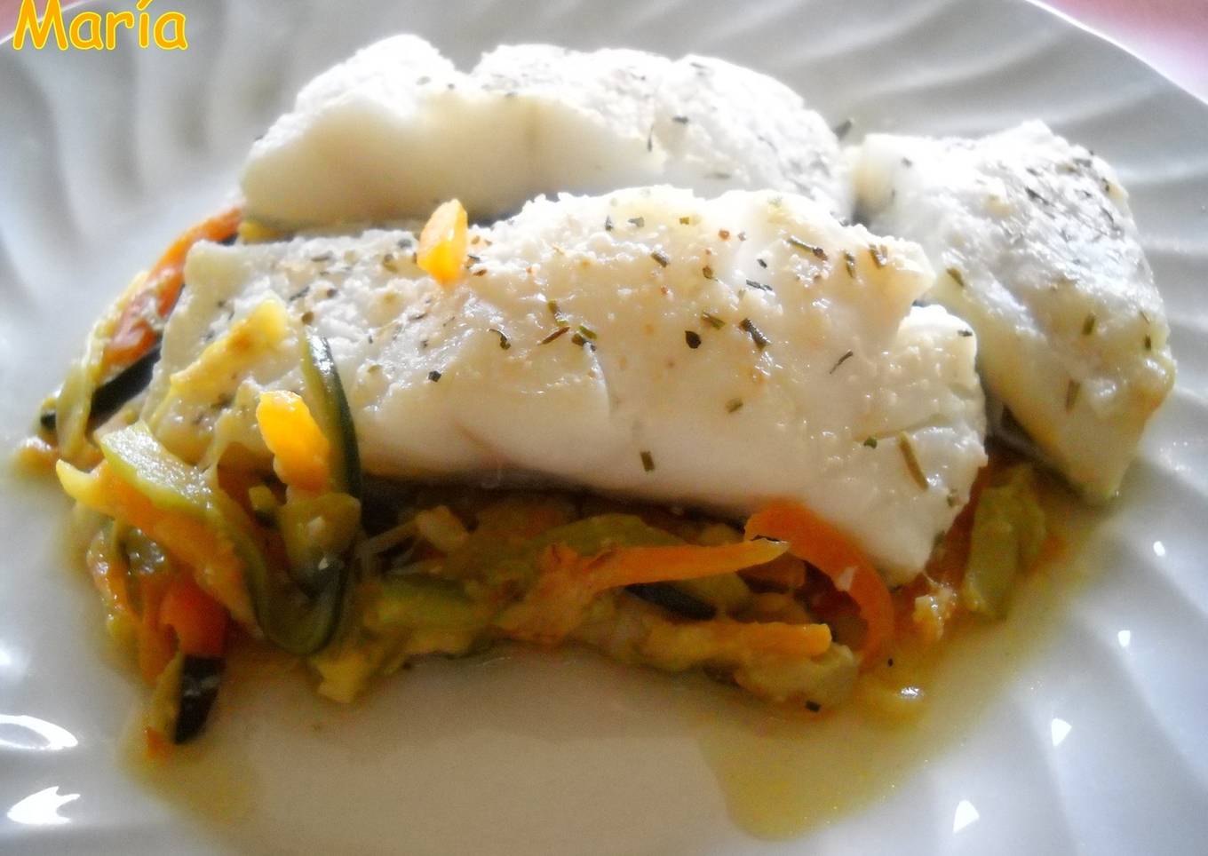 Bacalao con hierbas provenzales y verduras<br />