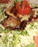 Ensalada templada de salmón y setas
