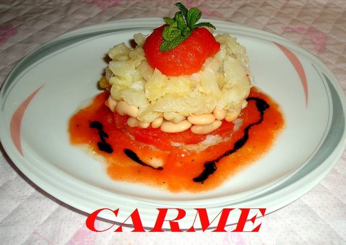 Foto principal de Tartar de bacalao con texturas de tomate
