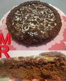 Tarta brownie de naranja y pan