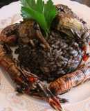 Arroz negro con sepia y verduras