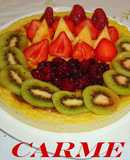 Flan con frutas frescas