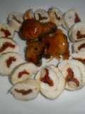 Rollitos de pollo con champiñones acaramelados