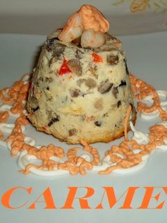 Una foto de Timbal de langostinos y setas