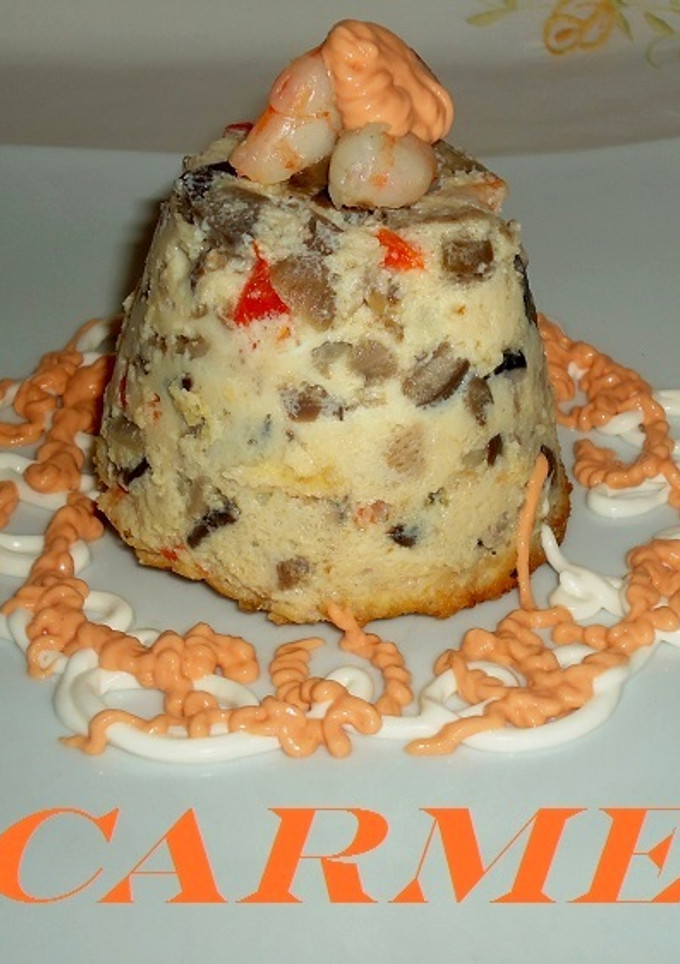 Una foto de Timbal de langostinos y setas