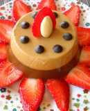Flan de café con fresas