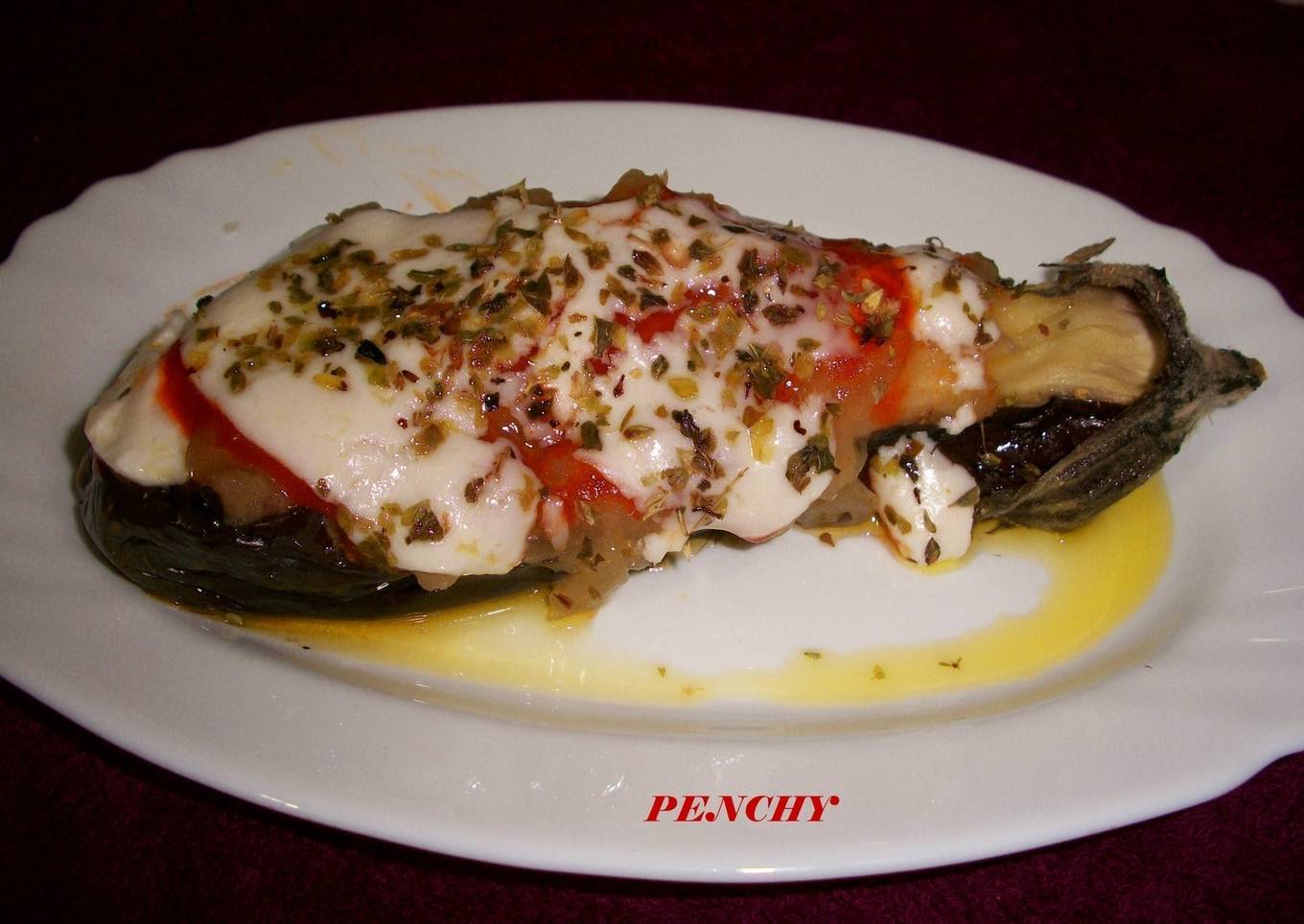 Berenjenas con queso de cabra en microondas