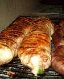 Asado a la parrilla de matambre de vaca enlomado