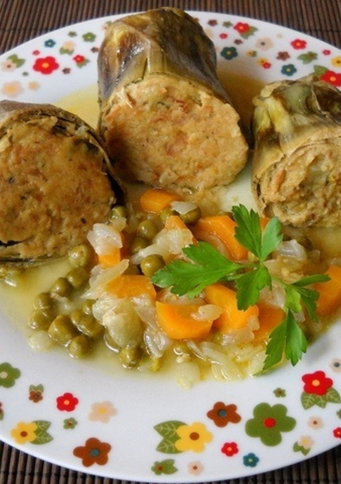 Una foto de Alcachofas rellenas de atún en escabeche