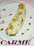 Calabacín relleno con setas y anchoas