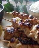 Brochetitas de pollo con arroz basmati y salsa