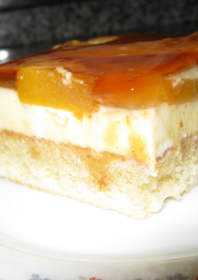 Una foto de Tarta de melocotón fácil y fresquita