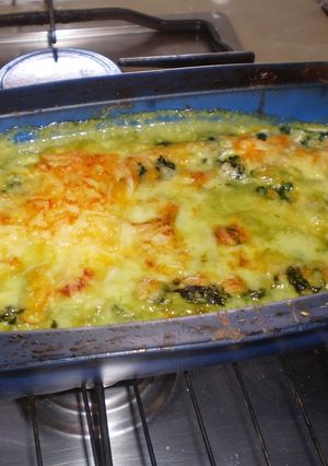 Una foto de Espinacas a la crema con sorpresa