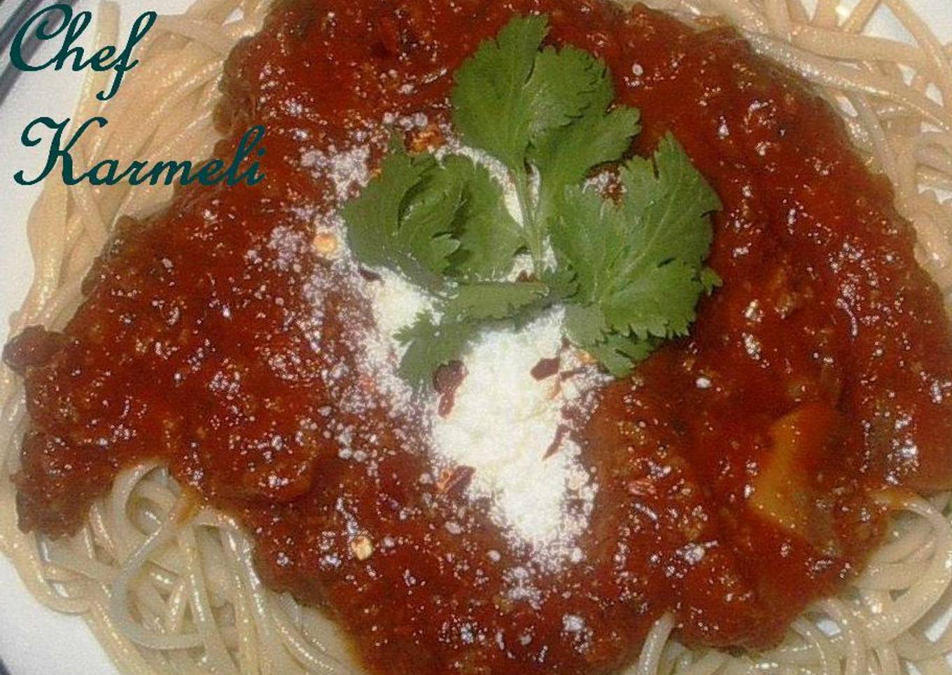 Salsa de carne y tomate con champiñones para pastas<br />