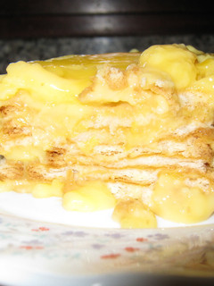 Una foto de Flan con galletas María